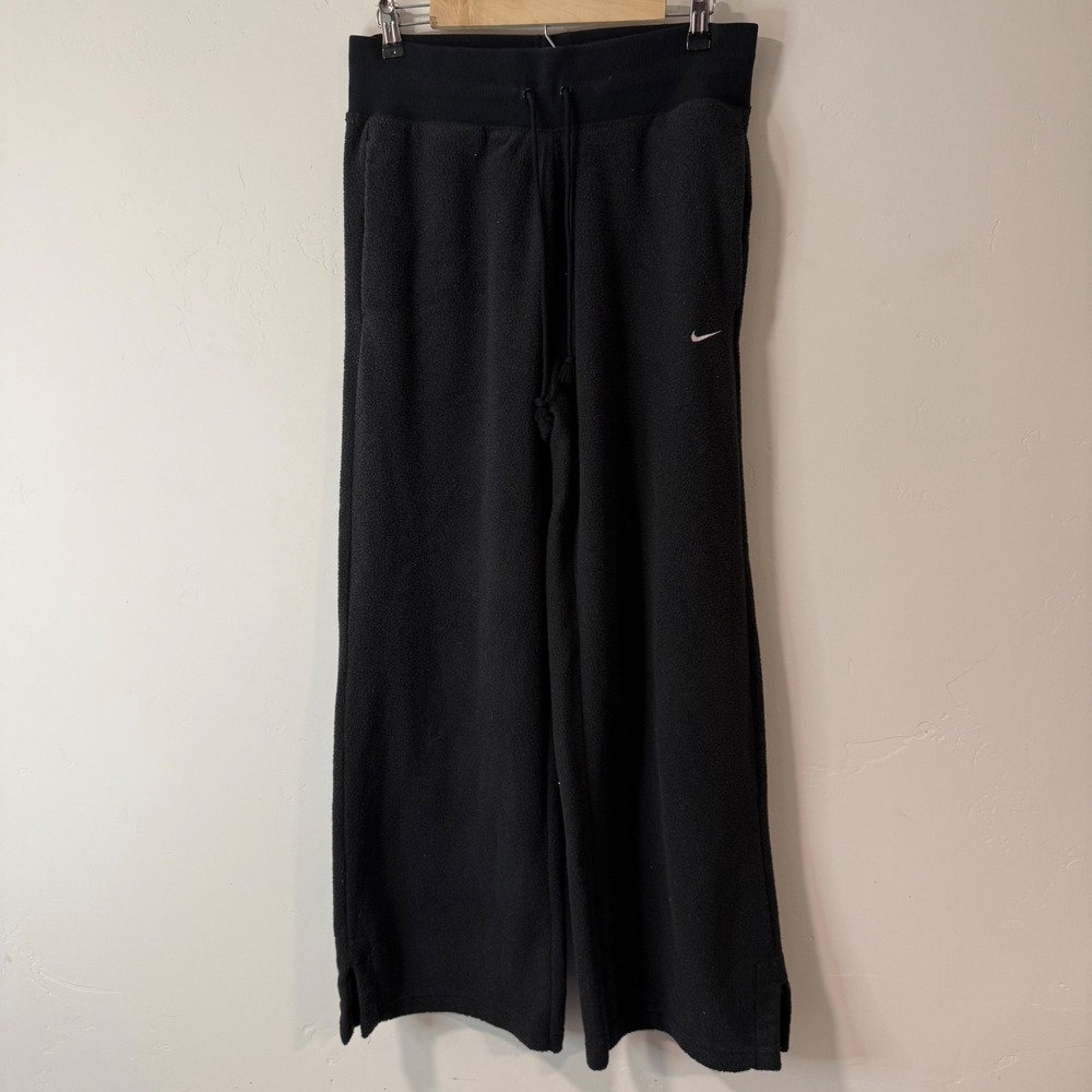 Nike Womens Wide Leg Phoenix Plush Pants Medium Black Fleece FN3622-010